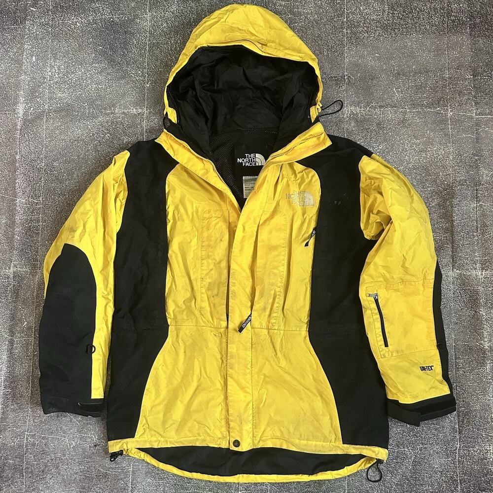 Mens Vintage 90s The North Face Gore Tex Mountain Light Yellow Black Jacket Sz L